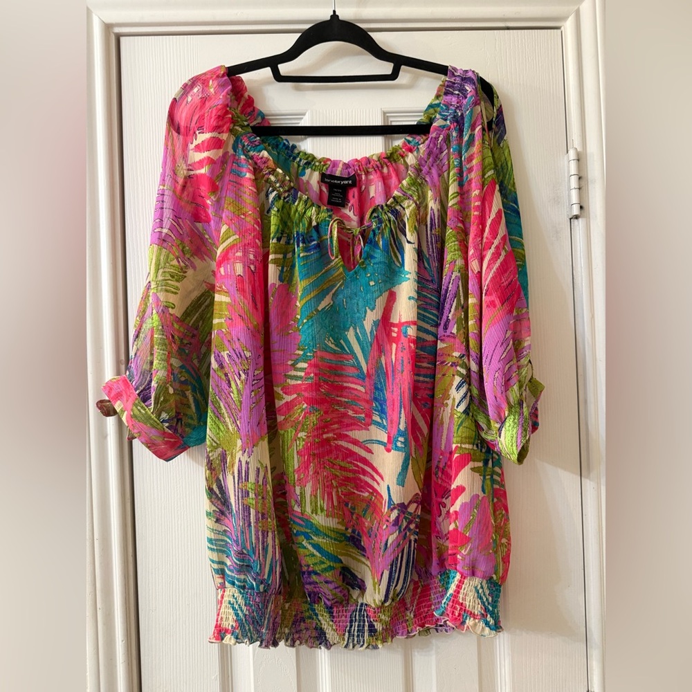 Lane Bryant Multicolor Tropical Blouse
